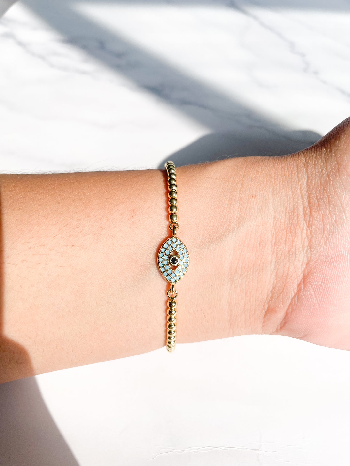 Pulsera regulable Ojo turco circón turquesa
