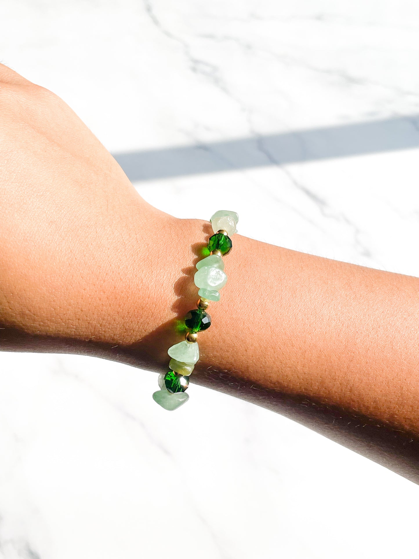 Pulsera Cascajo Cuarzo Verde