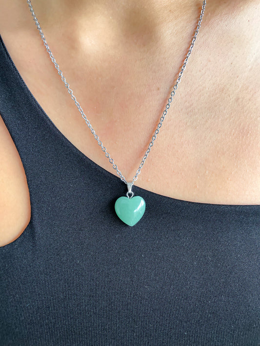 Collares Corazón Cuarzo Verde