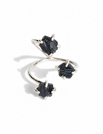 Anillo Triple Origen Turmalina Negra