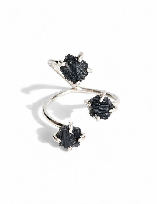 Anillo Triple Origen Turmalina Negra