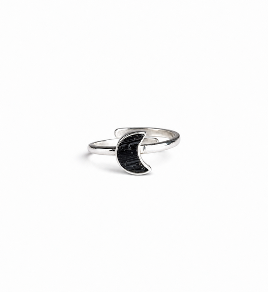 Anillo Mini Luna Turmalina Negra