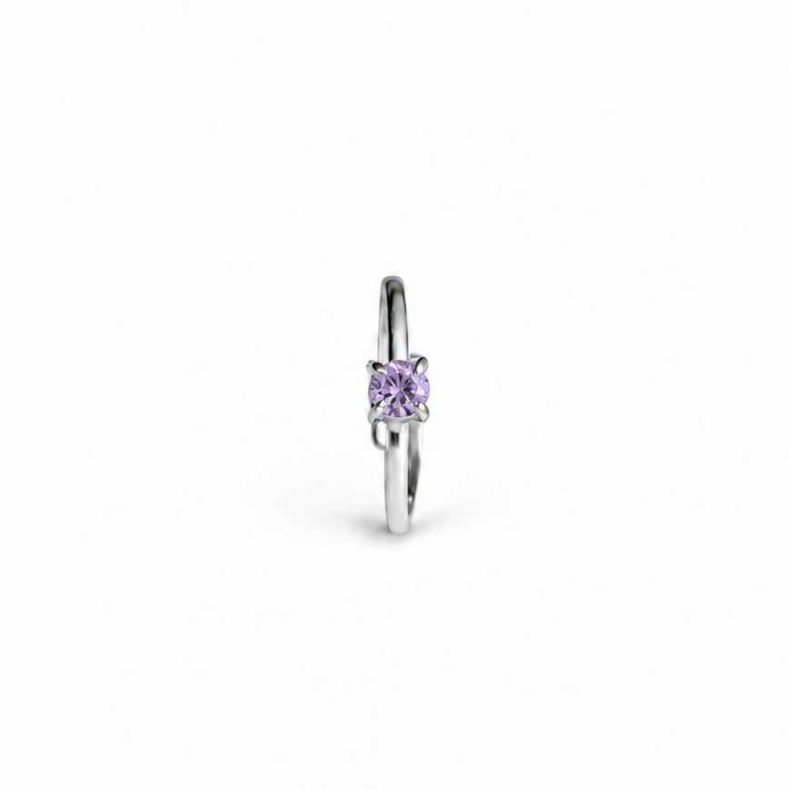 Anillo Solitario Gema Amatista