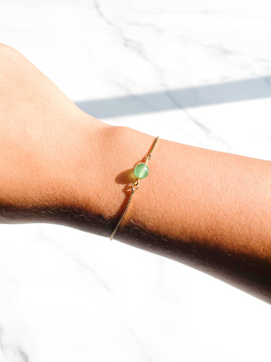 Pulsera Regulable Solitario Cuarzo Verde