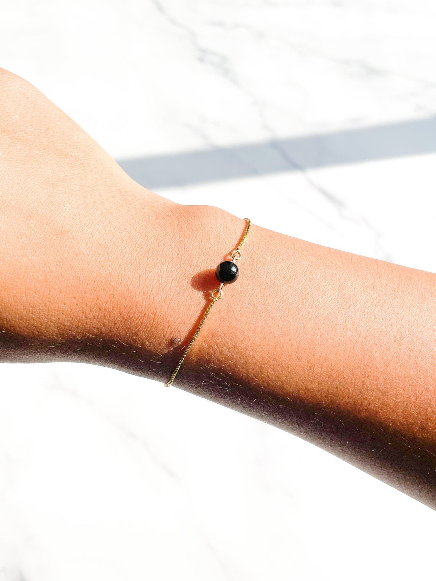 Pulsera Regulable Solitario Ónix Negro